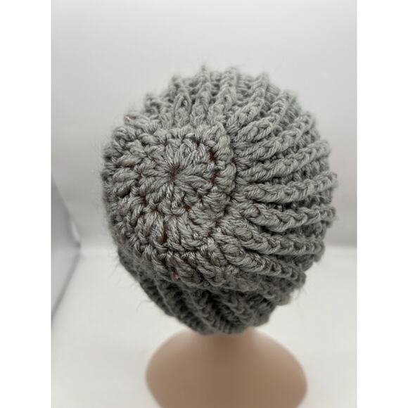Chunky Knit Open Weave Gray Grey Beanie Knit Hat Outdoors Unisex XS - Picture 5 of 8